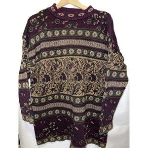 vintage express tricot sweater medium fits Large Floral Design
